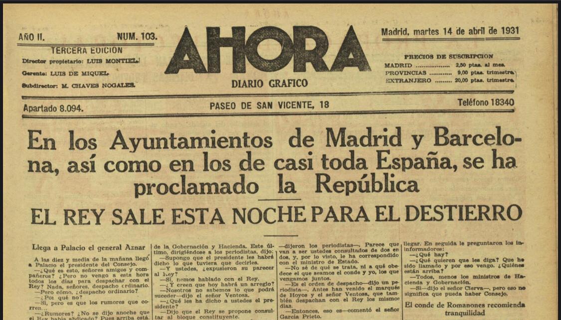 Este martes, 14 de abril, se cumple el  89 aniversario de la proclamación de la II República Española